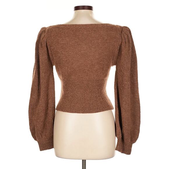 NWT The Westside Luna Boucle Light Brown Wool Blend Knit Sweater SOFT Large - Picture 2 of 5